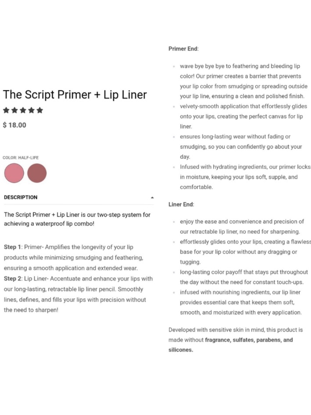 HALF CAKED The Script Lip Primer & Lip Liner in Half Life (Nude Pink ) NEW! - Picture 6 of 11